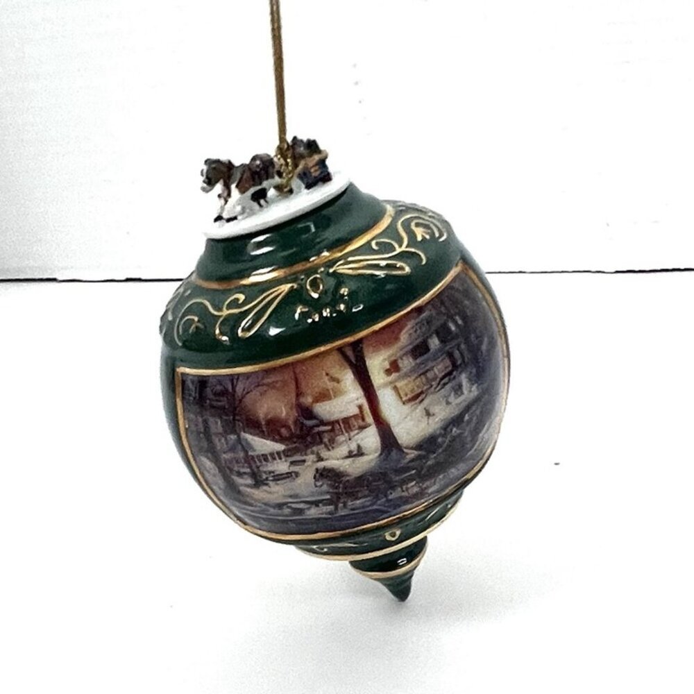 Terry Redlin‎ Christmas Ornament Winter Heading Home Green Bradford Horse Art
